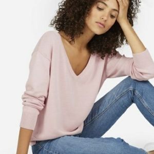Everlane Pink Soft Cotton V Neck Sweater XS